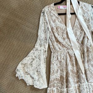White lace bell sleeve dress